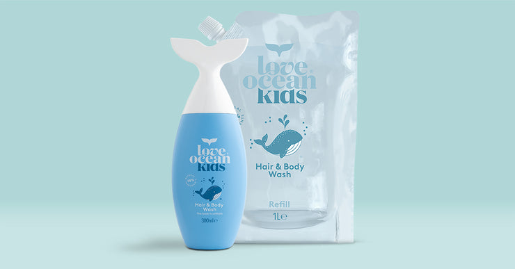 Kids Shampoo Hair & Body Wash Whale Tail Bottle